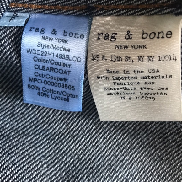 Rag and Bone Cropped Denim Trucker Jacket Clear Coated Made in USA - Picture 12 of 15